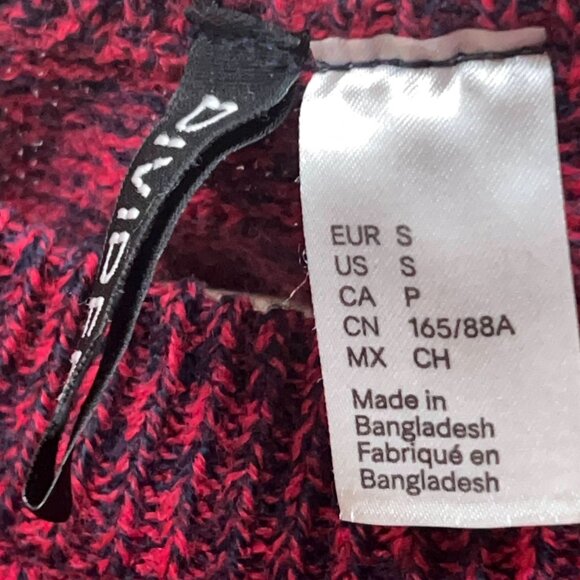 H&M Divided Red Black Marled Knit Sweater Pullover Women's Crew Neck Crop Top S - Picture 5 of 7